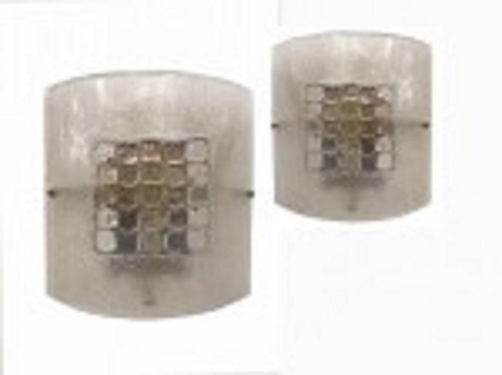 Mid-Century Modern 2 paires d'appliques en verre soufflé italiennes Modernes, Mazzega en vente