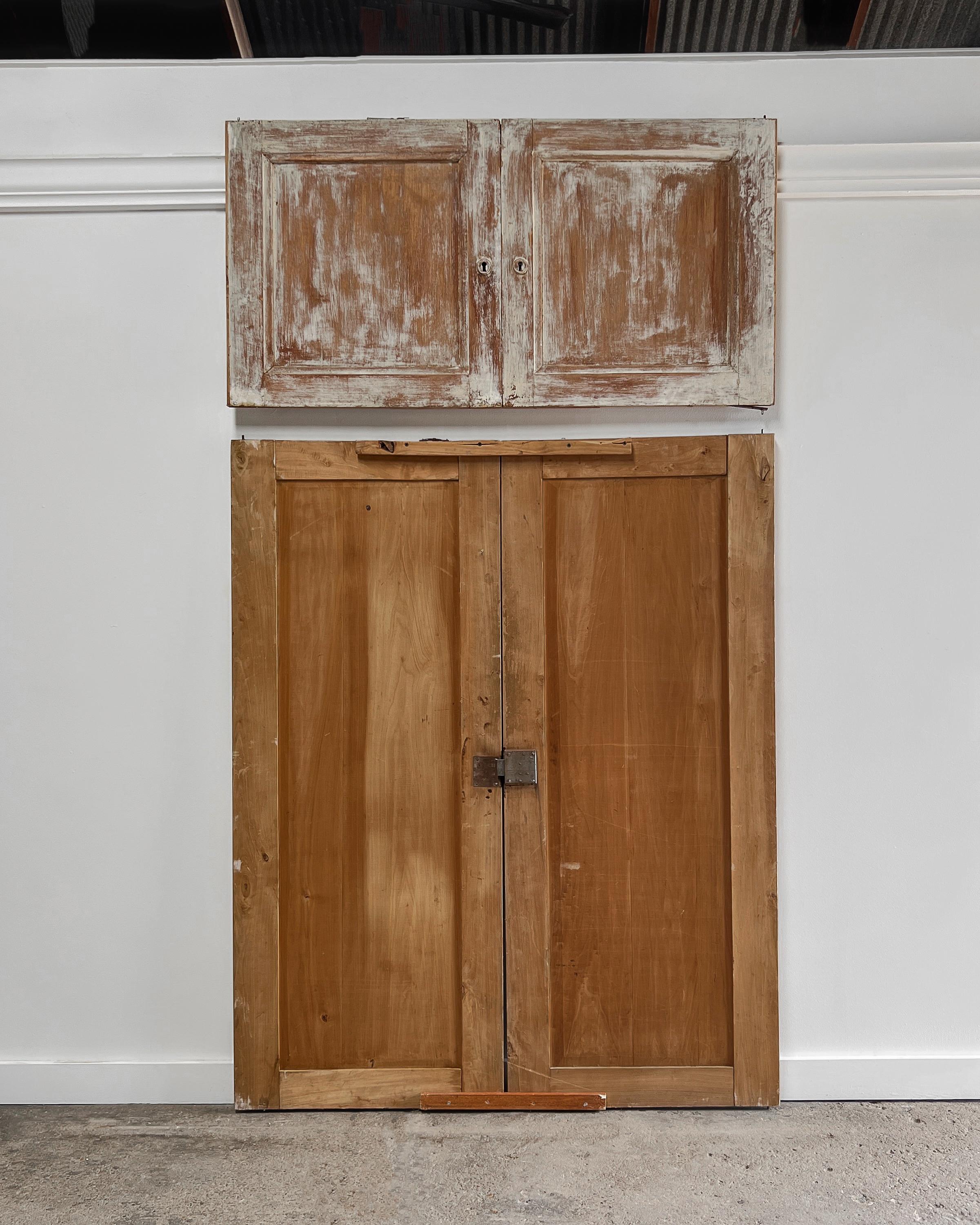 2 Pair Reclaimed Distressed French Paneled Cupboard Doors For Sale 6
