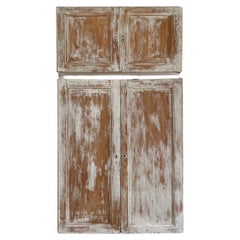 Antique 2 Pair Reclaimed Distressed French Paneled Cupboard Doors