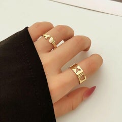 2 Paired Love Heart Butterfly Rings For Women Men Valentines Day Ring Gift.