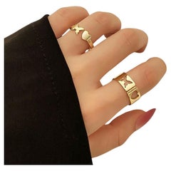 2 Paired Love Heart Butterfly Rings For Women Men Valentines Day Ring Gift.