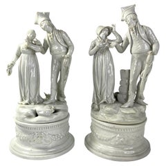 2 paires de statues anciennes en porcelaine A.I.C. Le Nove Metropolitan Museum Collection