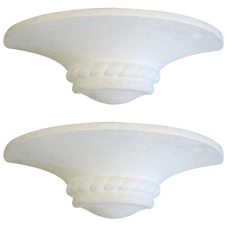 2 Pairs of Mid-Century Modern Neoclassical Plaster Sconces Attributed to Arlus