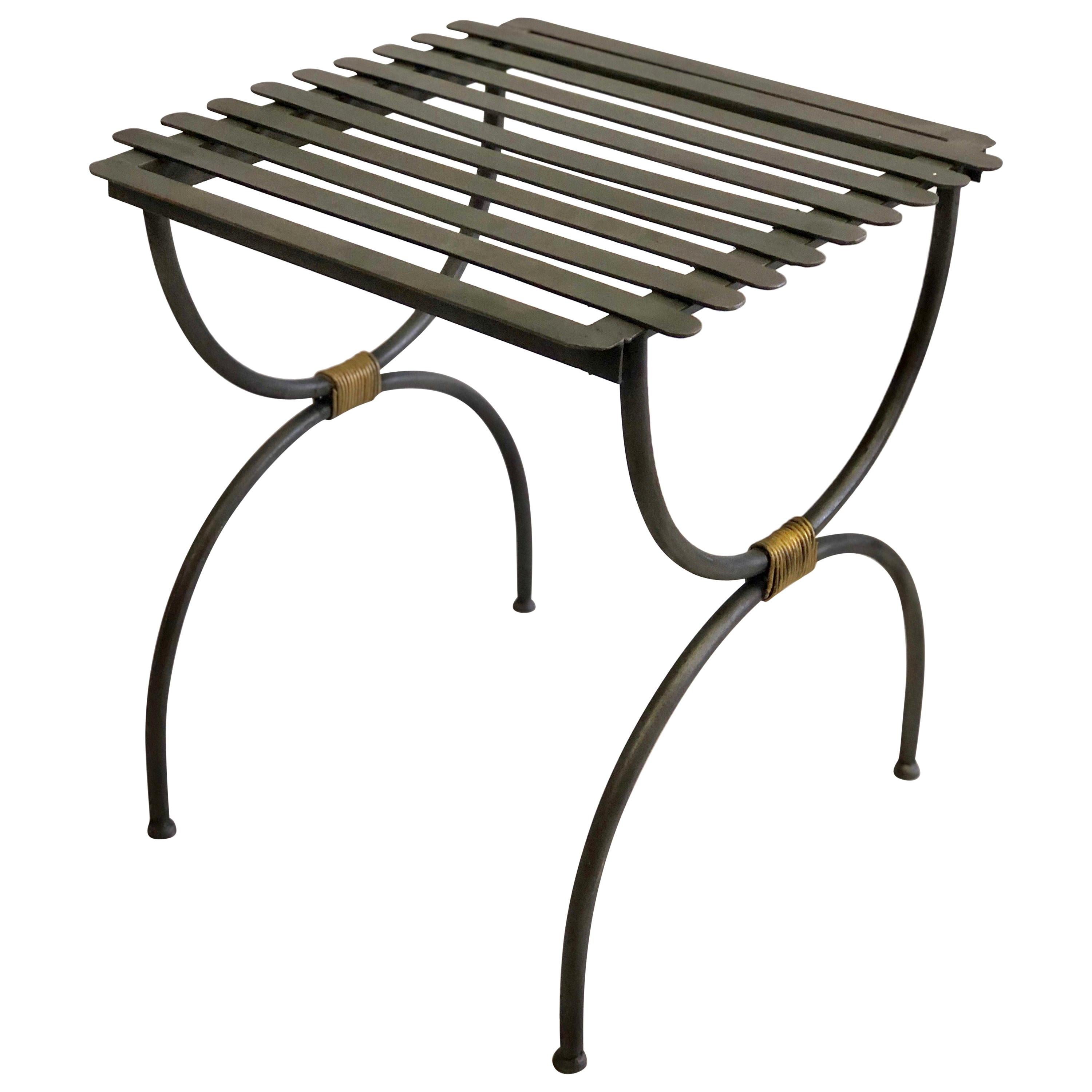 Pair of French Modern Neoclassical Iron Bench / Luggage Racks For Sale