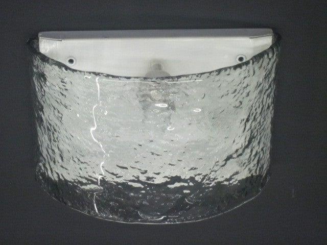 Murano Glass 2 Pairs Italian Mid-Century Modern Murano / Venetian Ice Glass Sconces, Mazzega For Sale