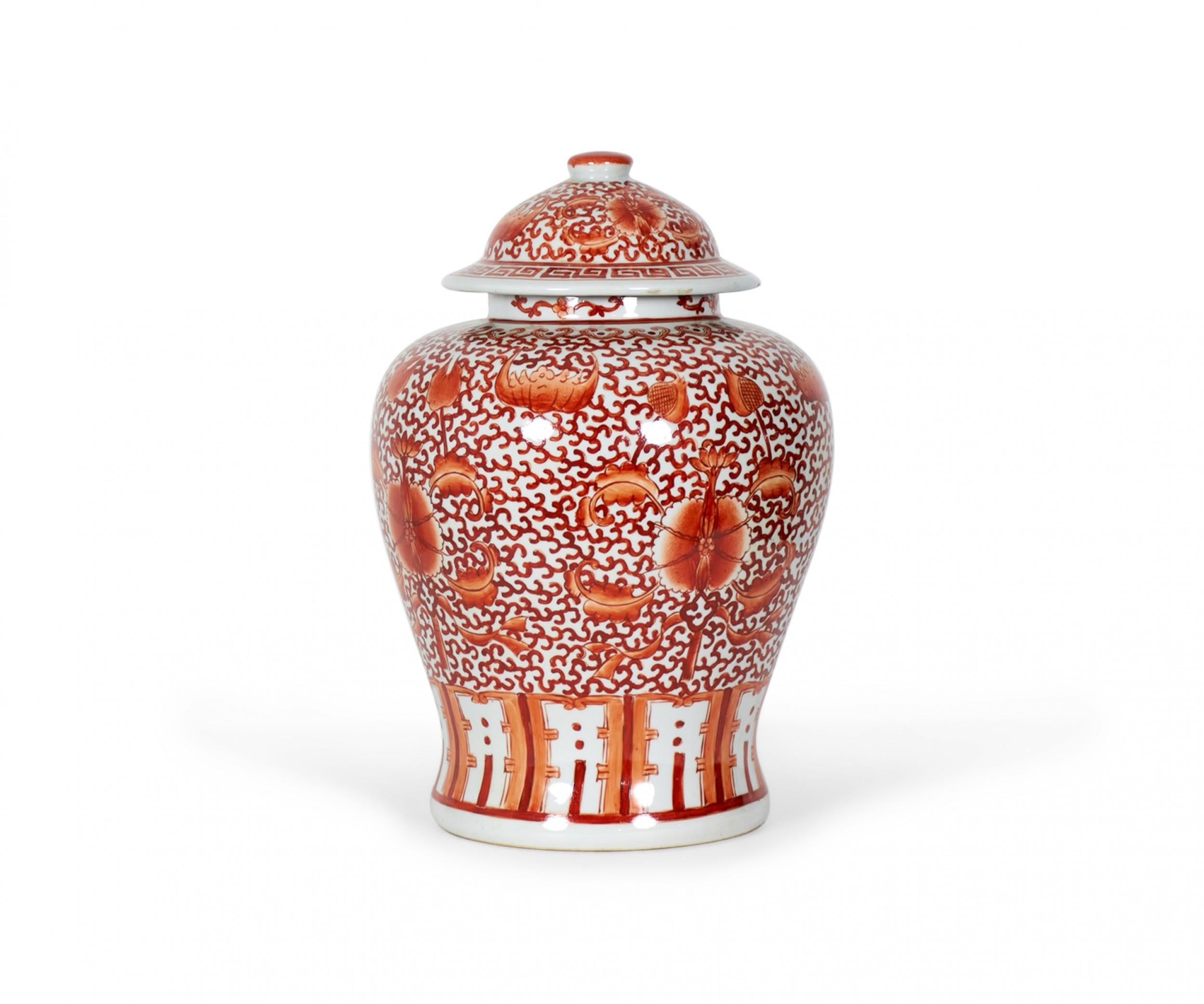 Chinese Export 2 Pairs of Antique Chinese Orange and White Design Porcelain Ginger Jars For Sale