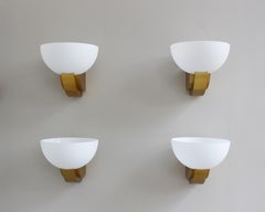 2 Pairs of Fine French Art Deco Bronze and Glass Sconces by Jean Perzel