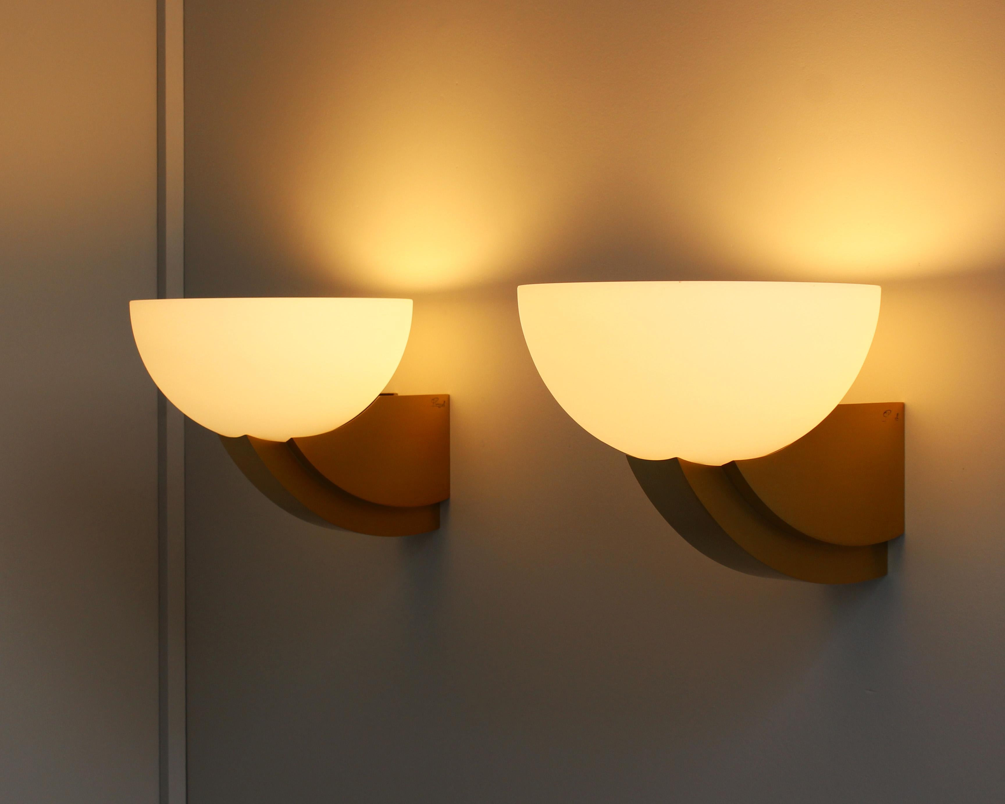 2 Pairs of Fine French Art Deco Bronze and Glass Sconces by Jean Perzel For Sale 1