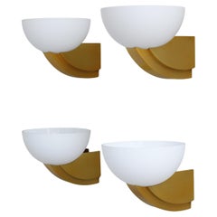 2 Pairs of Fine French Art Deco Bronze and Glass Sconces by Jean Perzel