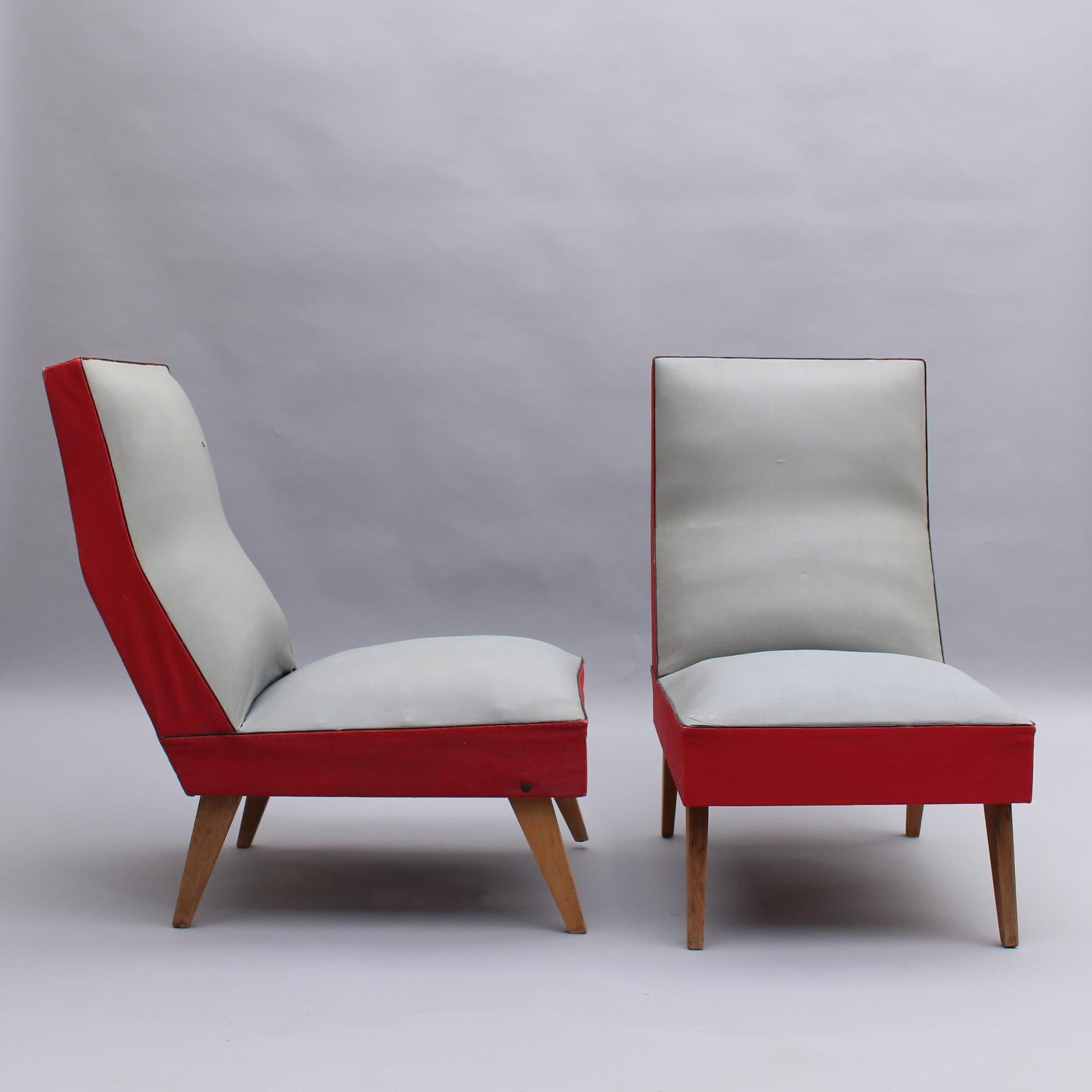2 pares de sillas de salón francesas de los años 50 de Roset Moderno en venta