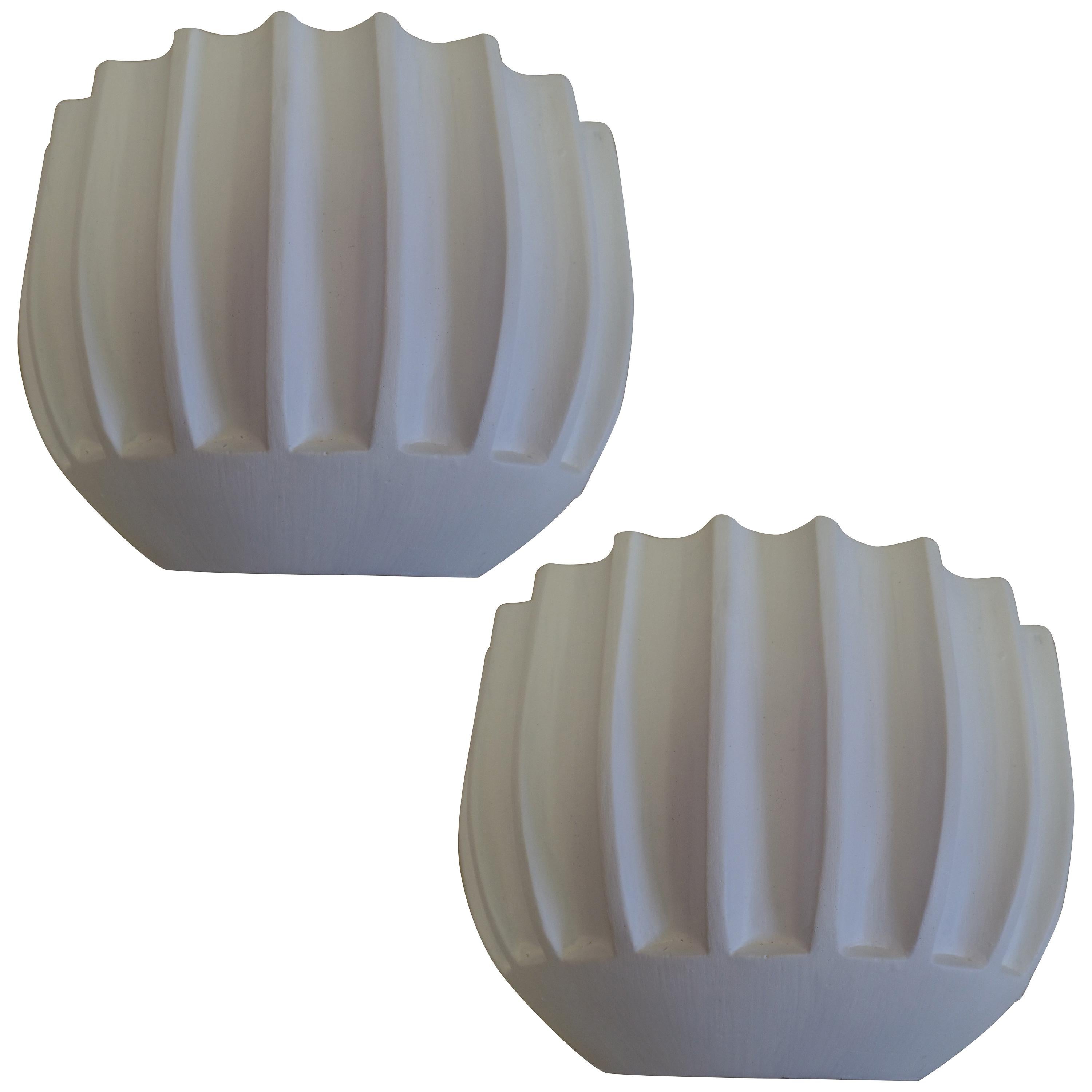 2 Pairs of French Art Deco / Mid-Century Modern Plaster Wall Sconces For Sale