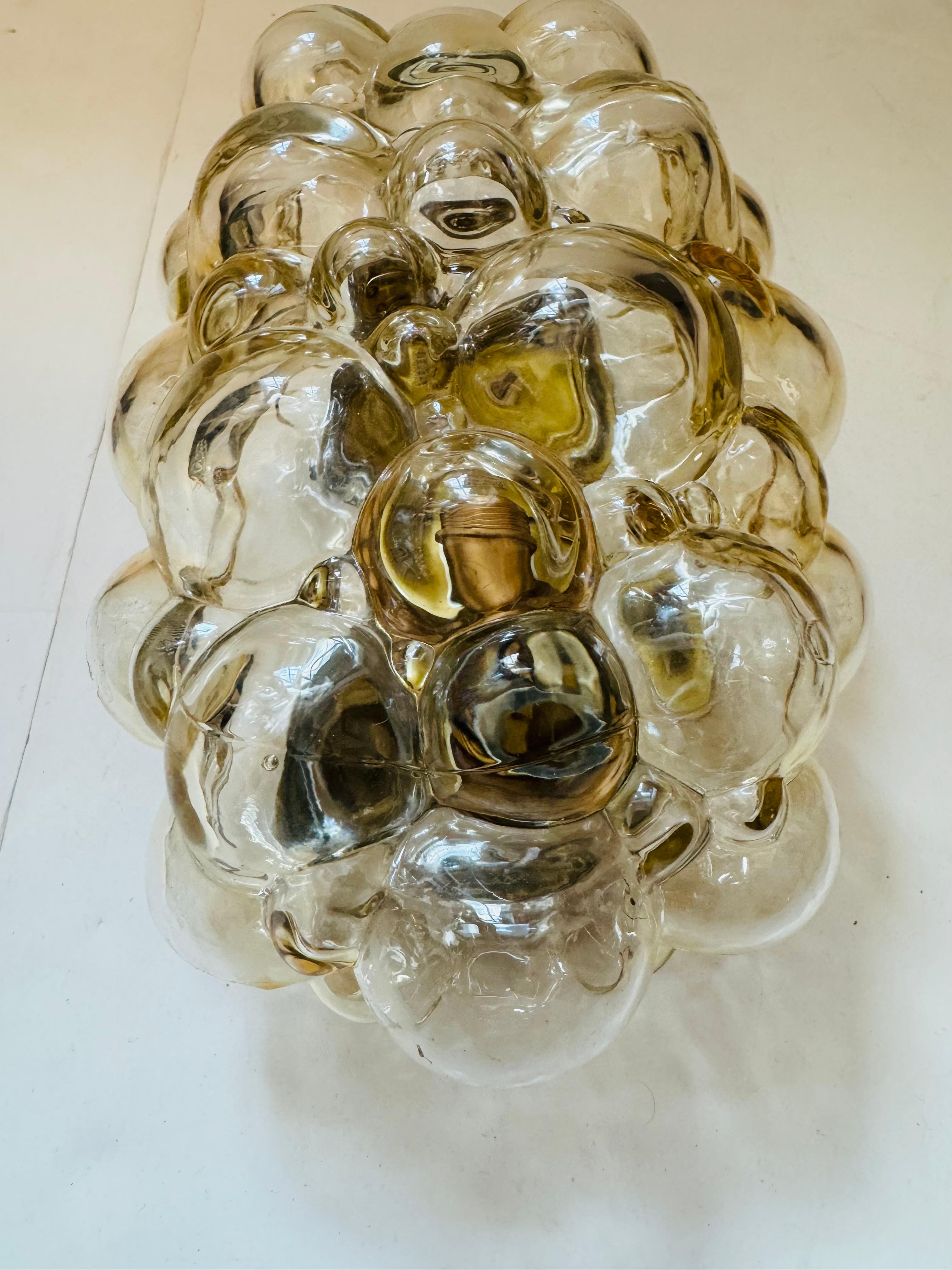 Pair of of Helena Tynell Limburg Amber Bubble Glass 1960s Mid Century Wall Lamps 3