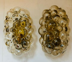 Pair of of Helena Tynell Limburg Amber Bubble Glass 1960s Mid Century Wall Lamps