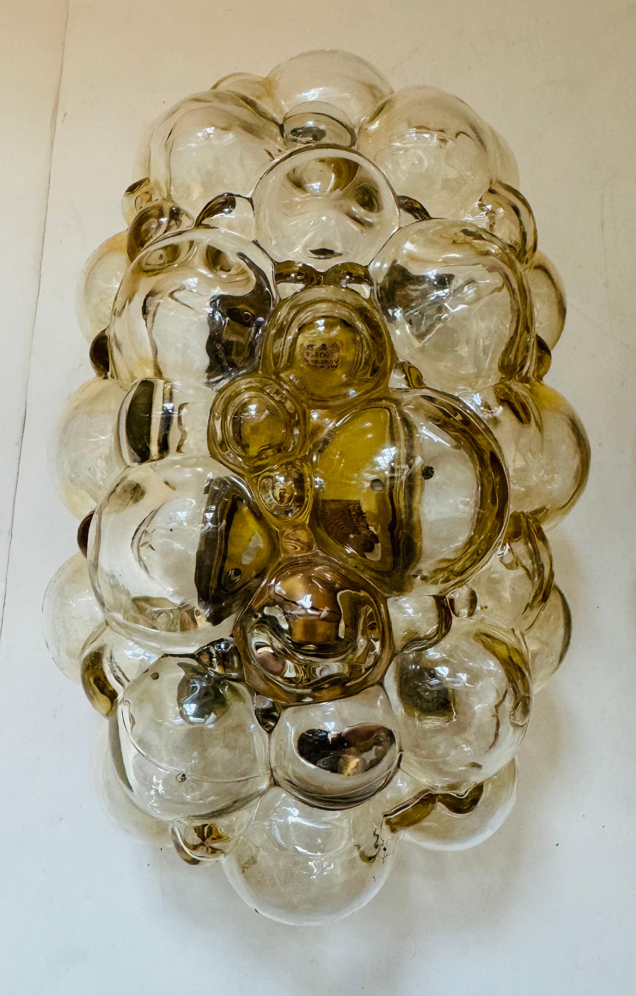 Mid-Century Modern Pair of of Helena Tynell Limburg Amber Bubble Glass 1960s Mid Century Wall Lamps