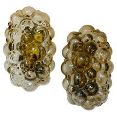 Pair of of Helena Tynell Limburg Amber Bubble Glass 1960s Mid Century Wall Lamps