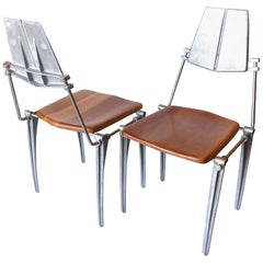2 Pairs of Industrial Postmodern Design Chairs by Robert Josten