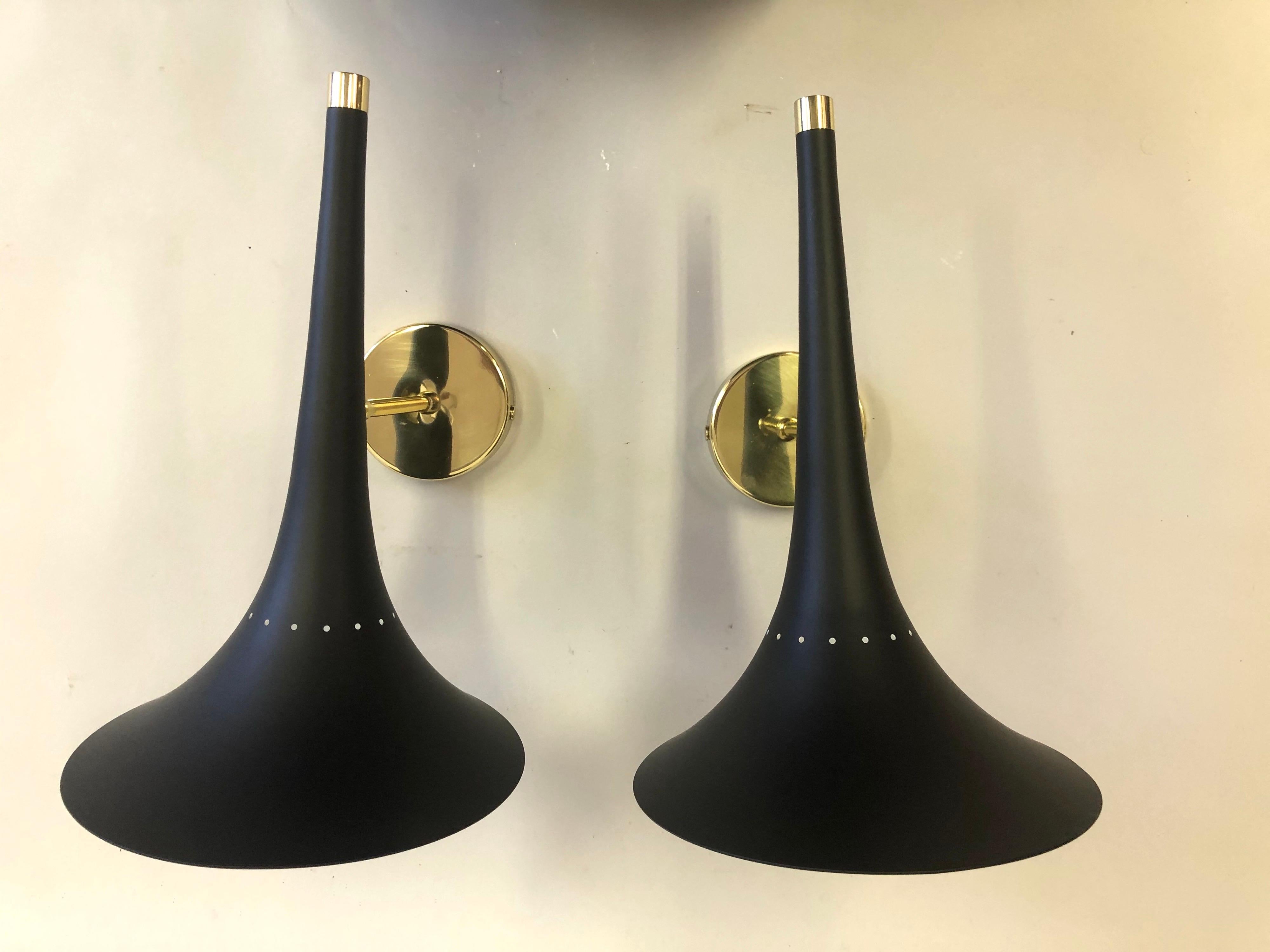 Metal Pair of Italian Mid-Century Modern Sconces Attributed to Stilnovo For Sale