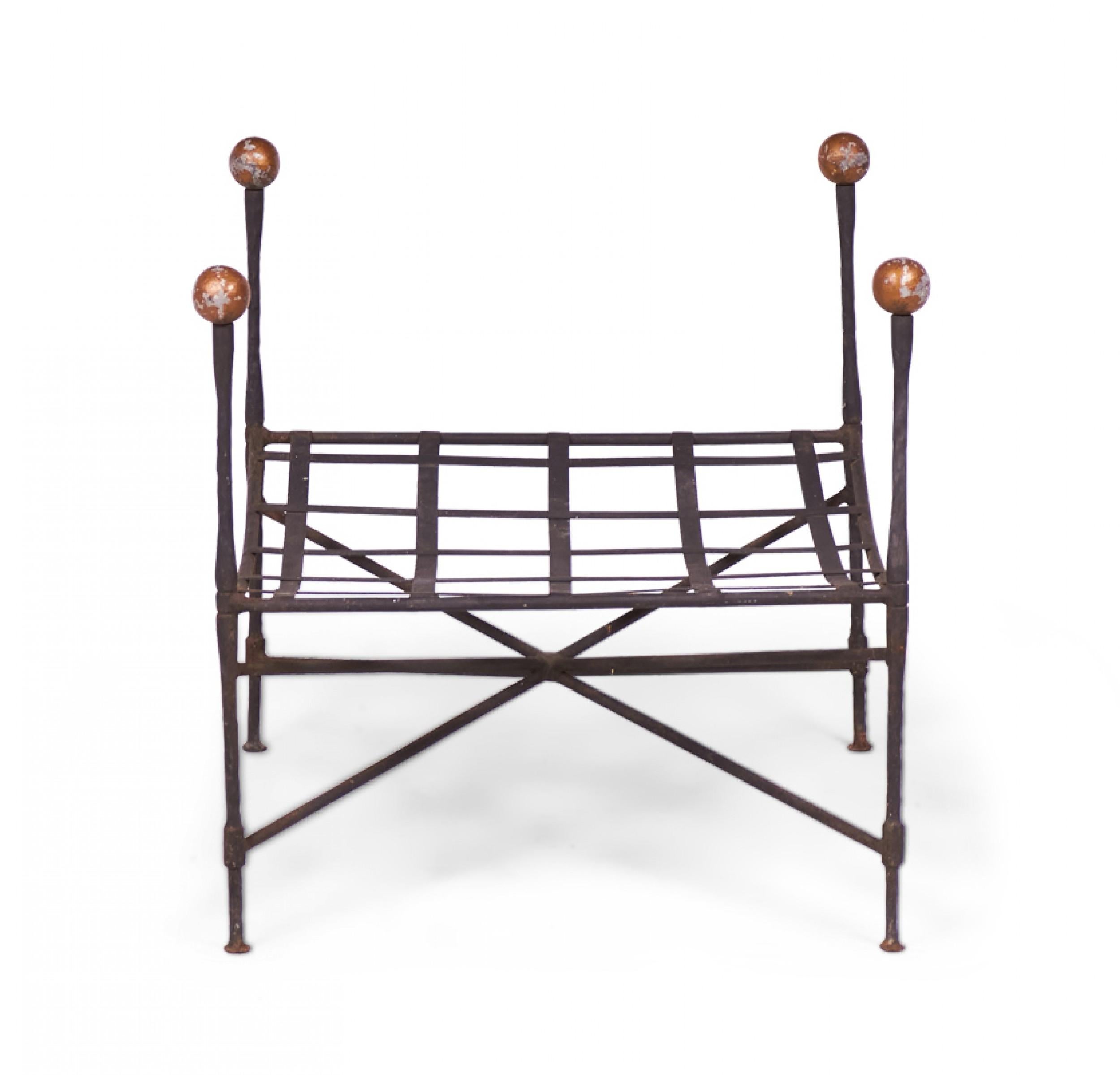 20th Century 2 Pairs of John Salterini American Mid-Century Iron Outdoor Ottomans For Sale