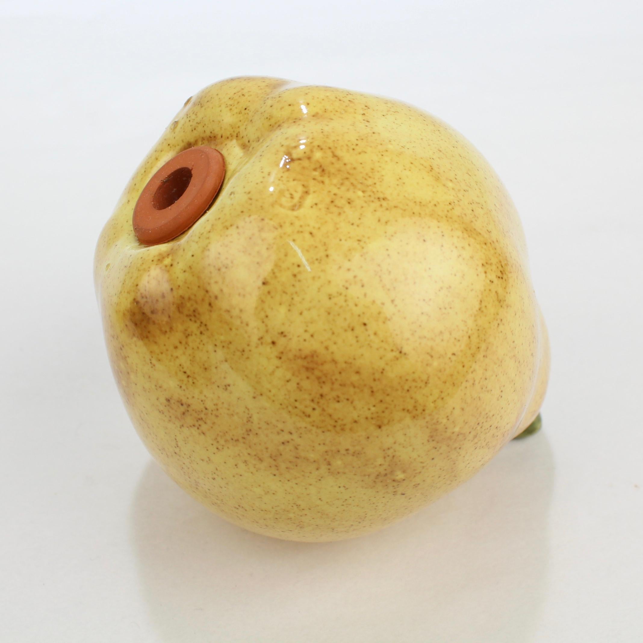 2 Pairs of Pear Shaped Yellow Pottery Salt and Pepper Shakers For Sale 1