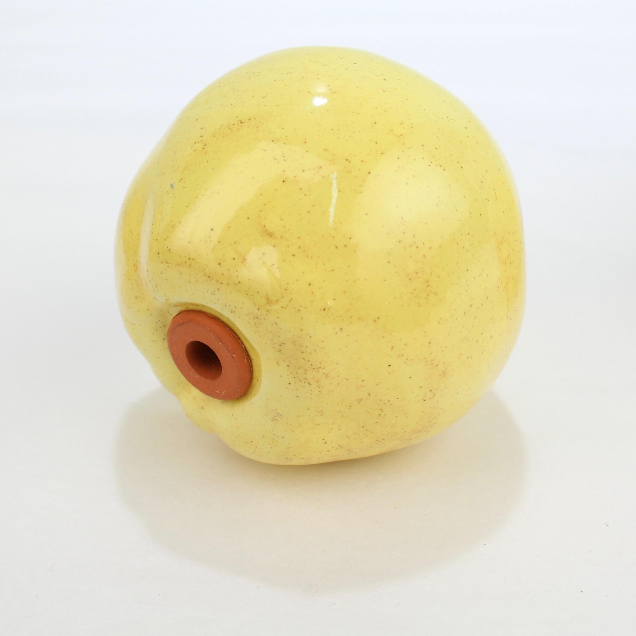 2 Pairs of Pear Shaped Yellow Pottery Salt and Pepper Shakers For Sale 8