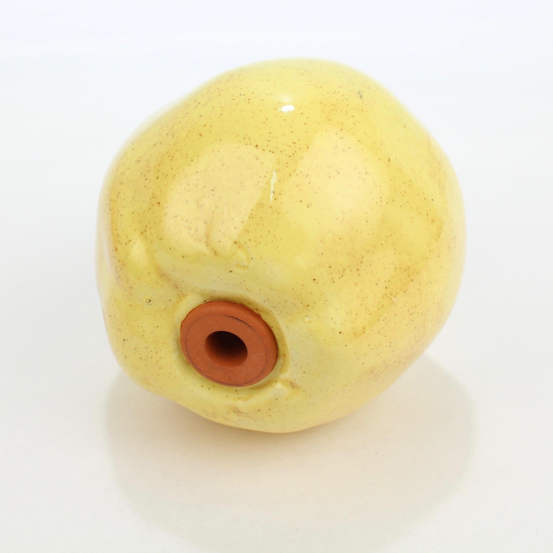2 Pairs of Pear Shaped Yellow Pottery Salt and Pepper Shakers For Sale 9