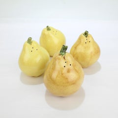 2 Pairs of Pear Shaped Yellow Pottery Salt and Pepper Shakers