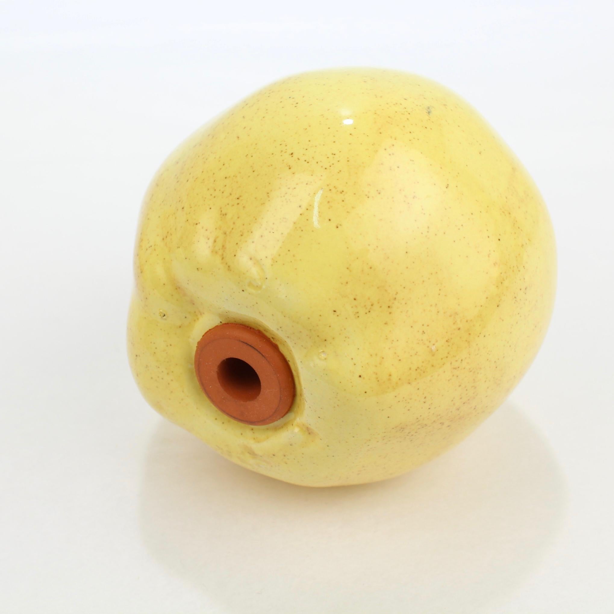 2 Pairs of Pear Shaped Yellow Pottery Salt and Pepper Shakers For Sale 10