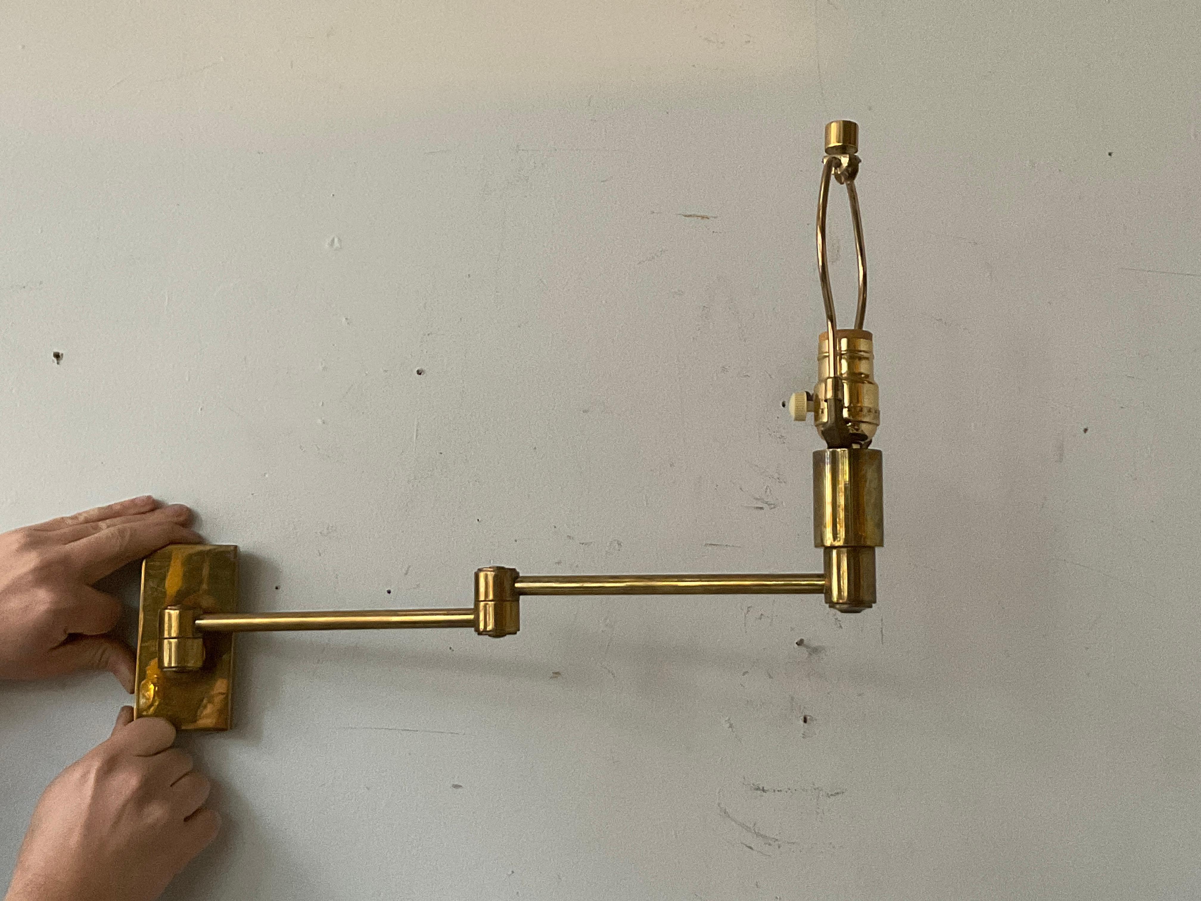 Pair Of Solid Brass Swing Arm Sconces 2