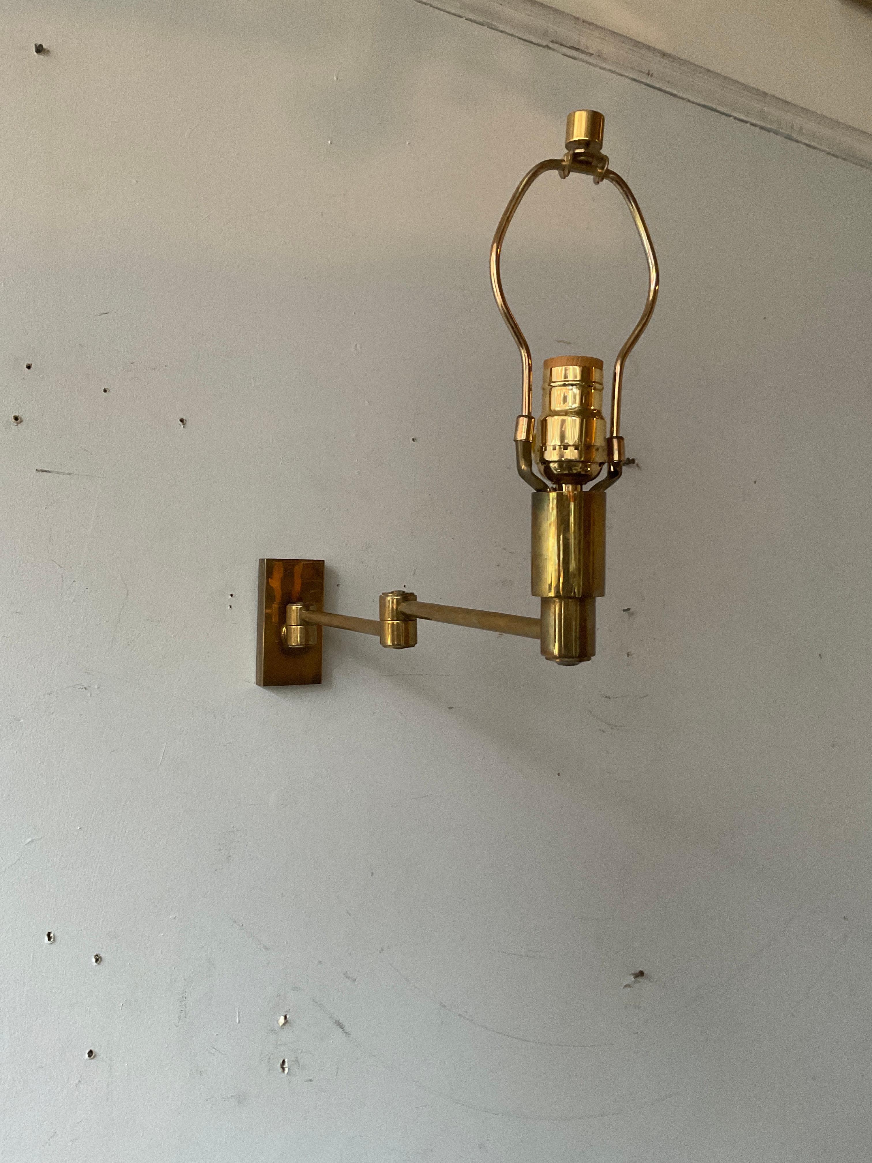 Pair Of Solid Brass Swing Arm Sconces 3