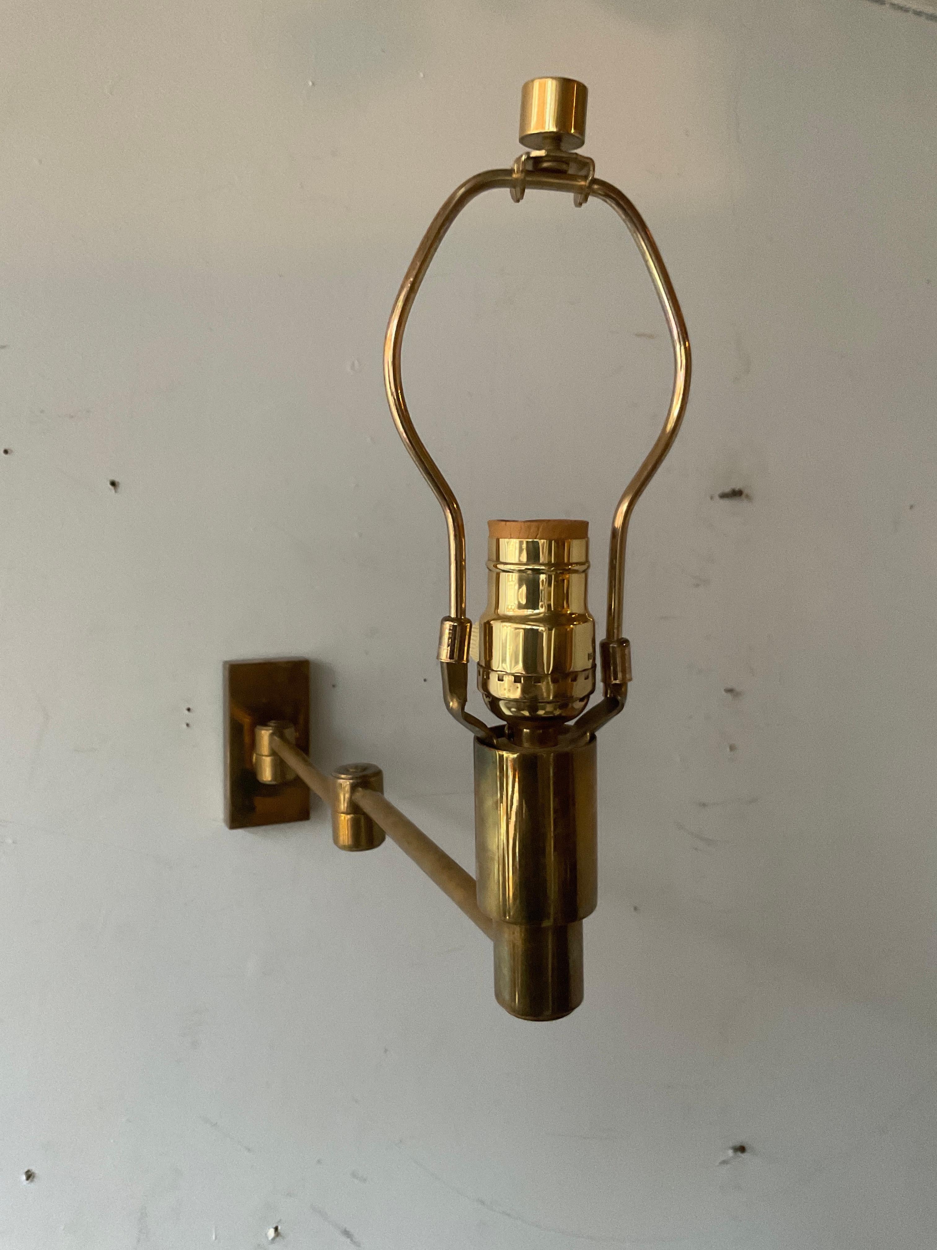 Pair Of Solid Brass Swing Arm Sconces 5