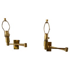Pair Of Solid Brass Swing Arm Sconces