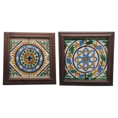 2 pairs of Spanish Tiles 'Dos por Tabla' - Arista y Cuenca - Toledo 16th century