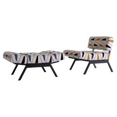 Vintage 2 Panchetto Reclining Chairs by Rito Valla for IPE covered with Elitis fabric