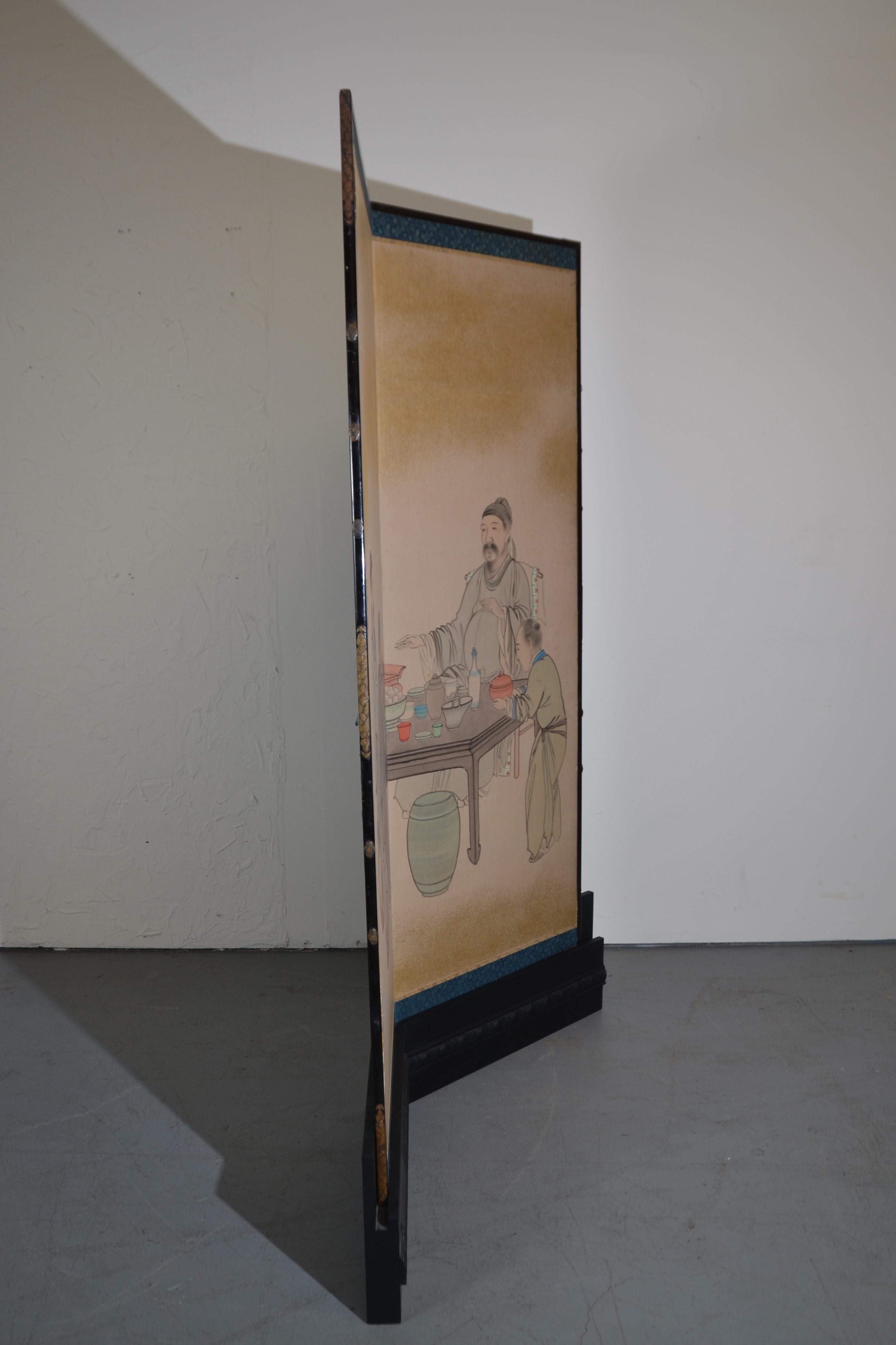 2-Panel Asian Screen In Good Condition For Sale In Pomona, CA