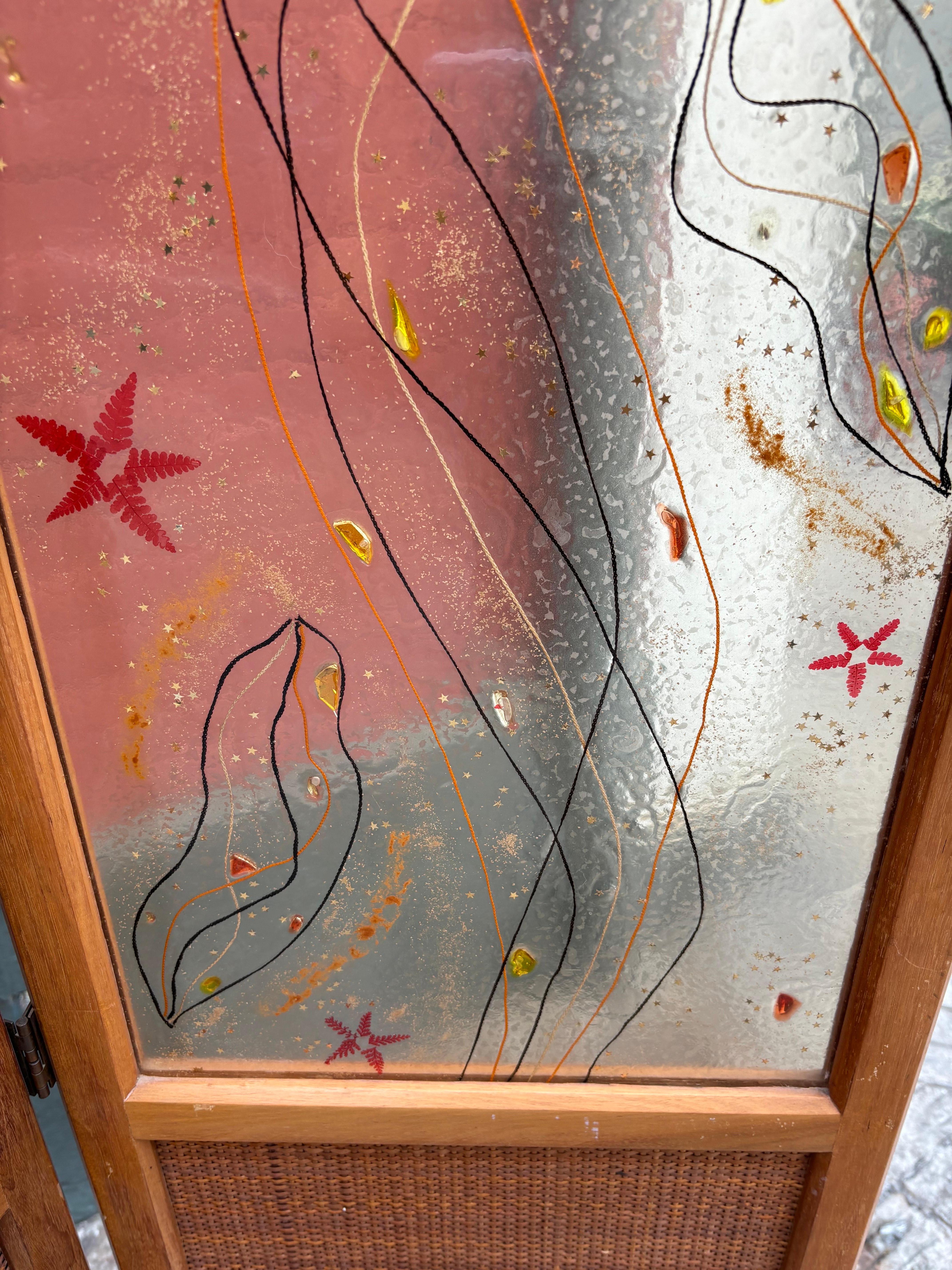 Paravento a 2 pannelli Foldes con pannelli astratti in lucite in vendita 1