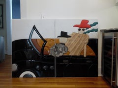 2 pannelli postmoderni in stile Memphis Arte contemporanea in pelle 3d