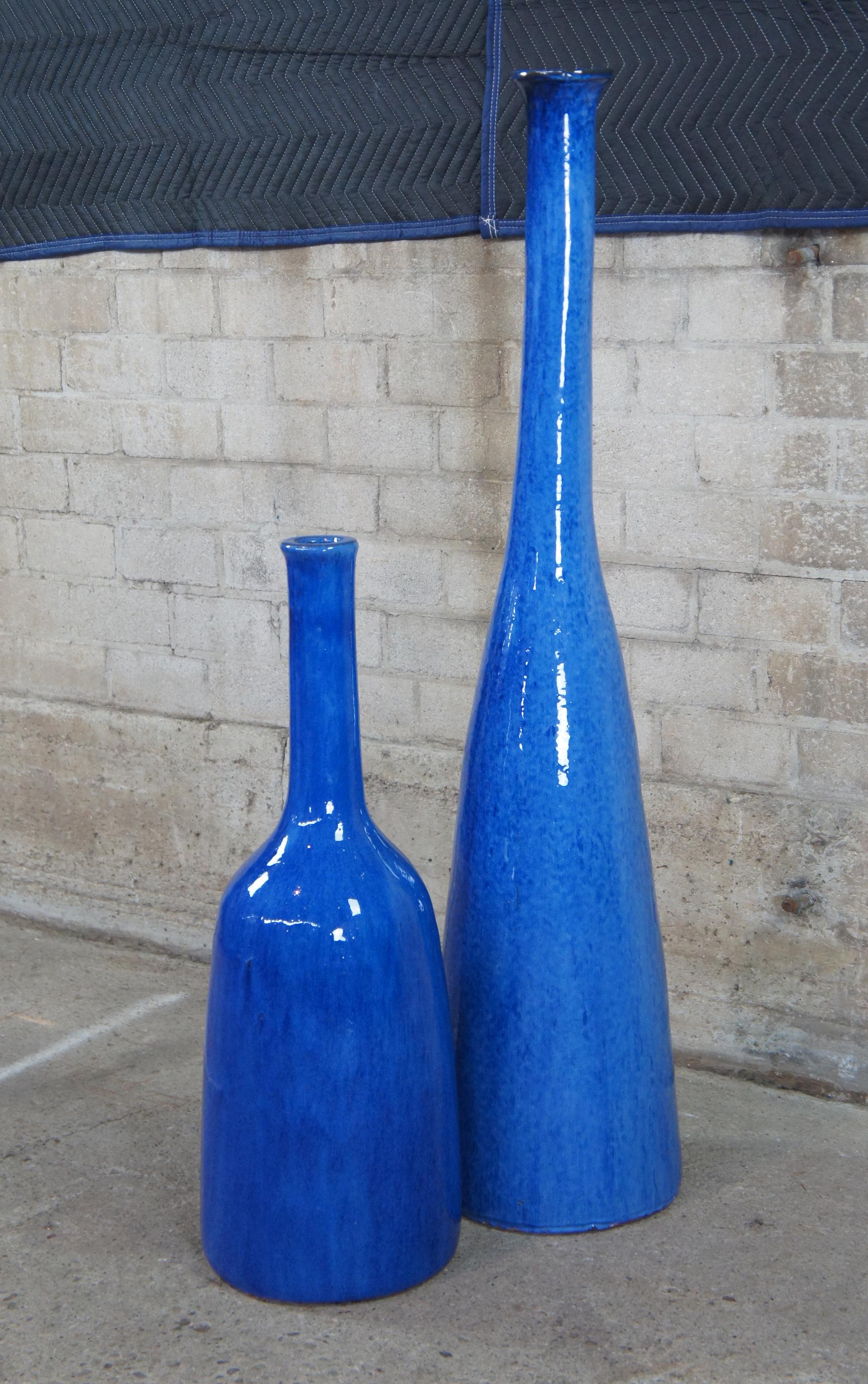2 Paola Navone Gervasoni 1882 Inout 91 & 92 Ceramic Cobalt Blue Floor Vases 3
