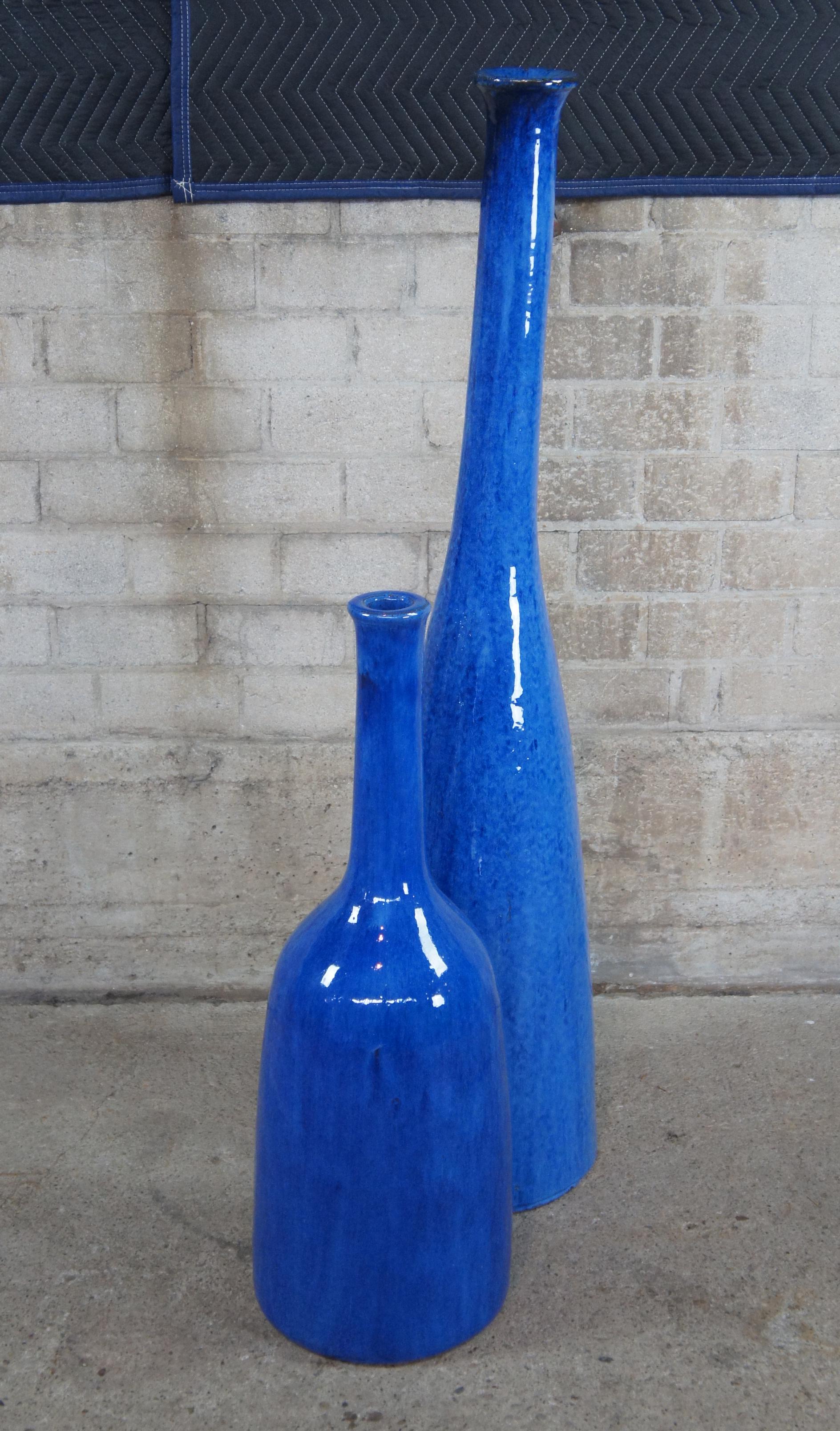 2 Paola Navone Gervasoni 1882 Inout 91 & 92 Ceramic Cobalt Blue Floor Vases 4