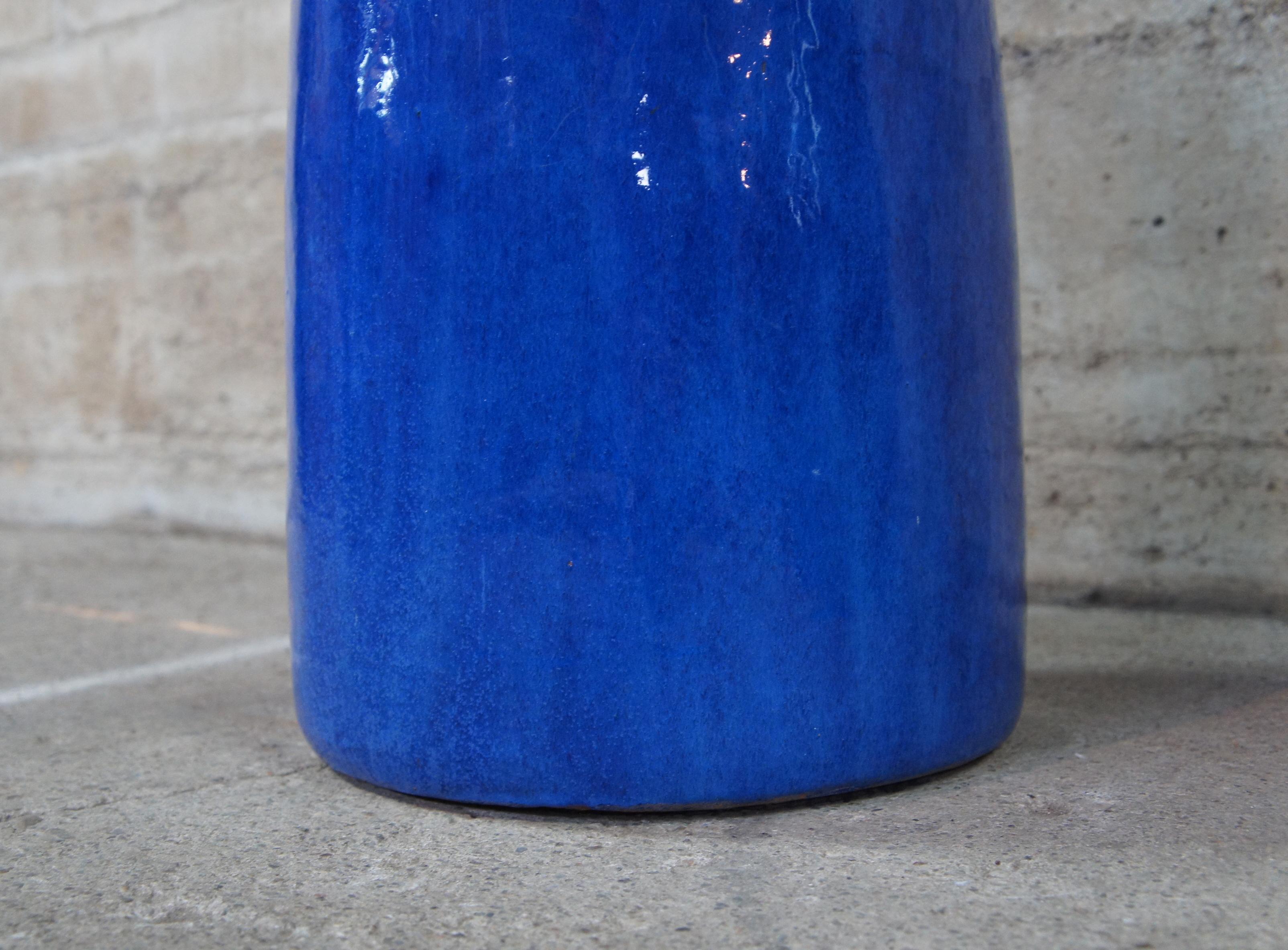 2 Paola Navone Gervasoni 1882 Inout 91 & 92 Ceramic Cobalt Blue Floor Vases In Good Condition In Dayton, OH