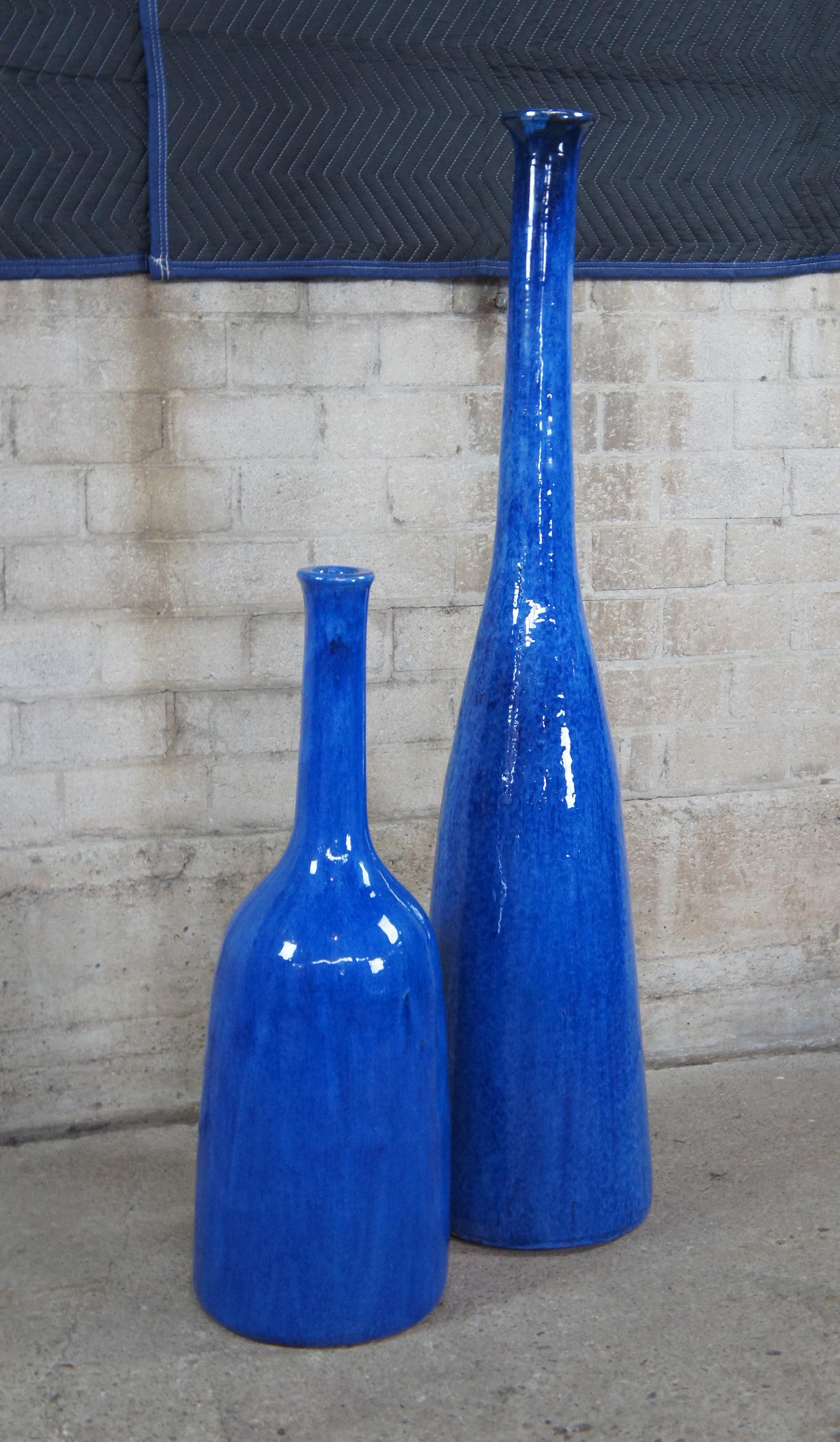 20th Century 2 Paola Navone Gervasoni 1882 Inout 91 & 92 Ceramic Cobalt Blue Floor Vases