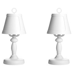 2 Paper Table Lamps in White Shade and White Base by Studio Job for Moooi