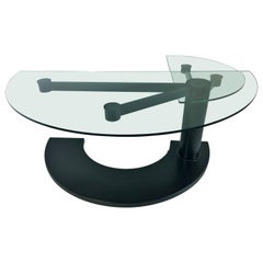 pace Arkitera Schreibtisch 450 Design Pierfranco Bagarotti aus 2 Teilen Glas und schwarzem Metall
