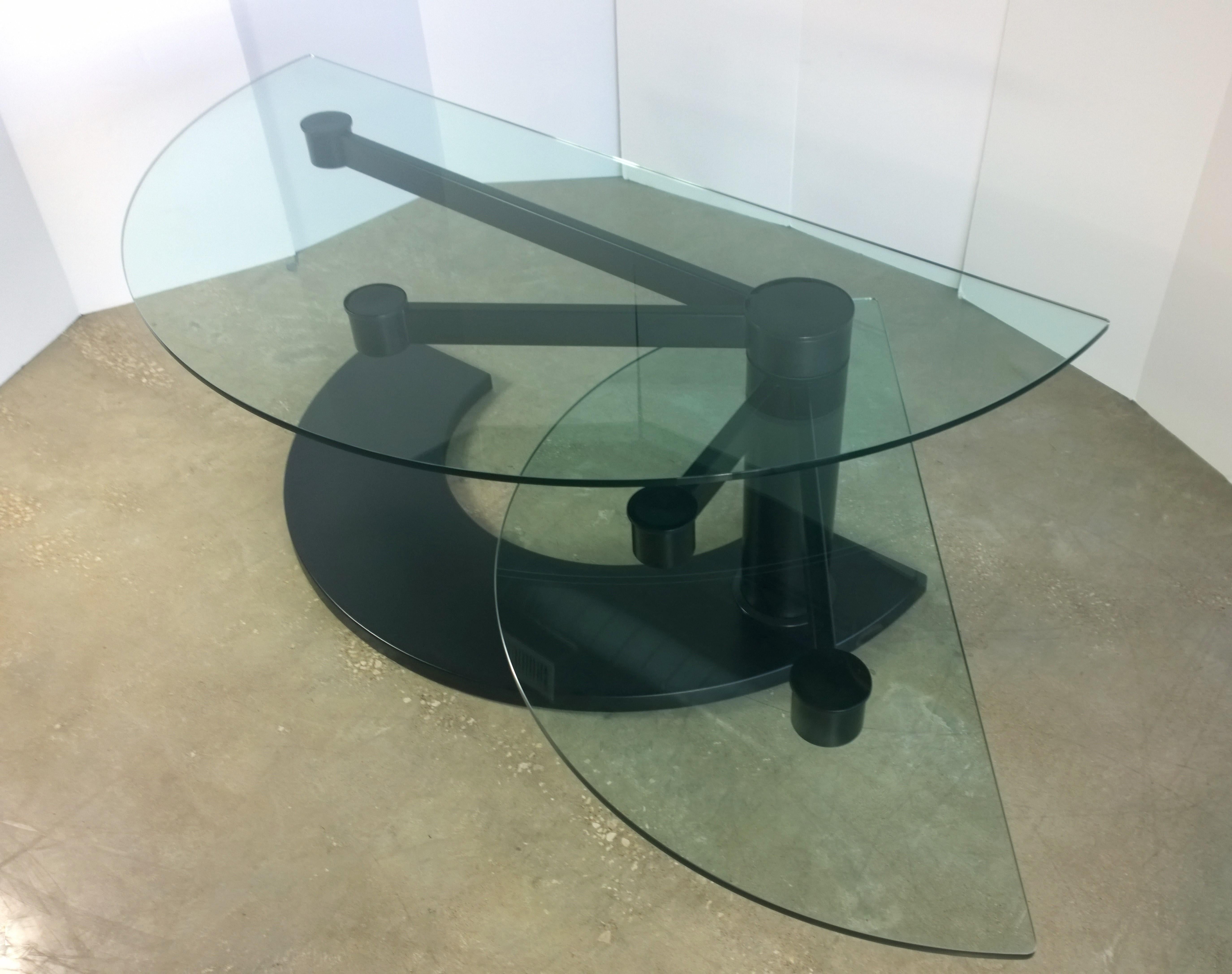 2 Part Glass and Black Metal Pace Arkitera Desk 450 Design Pierfranco Bagarotti 10