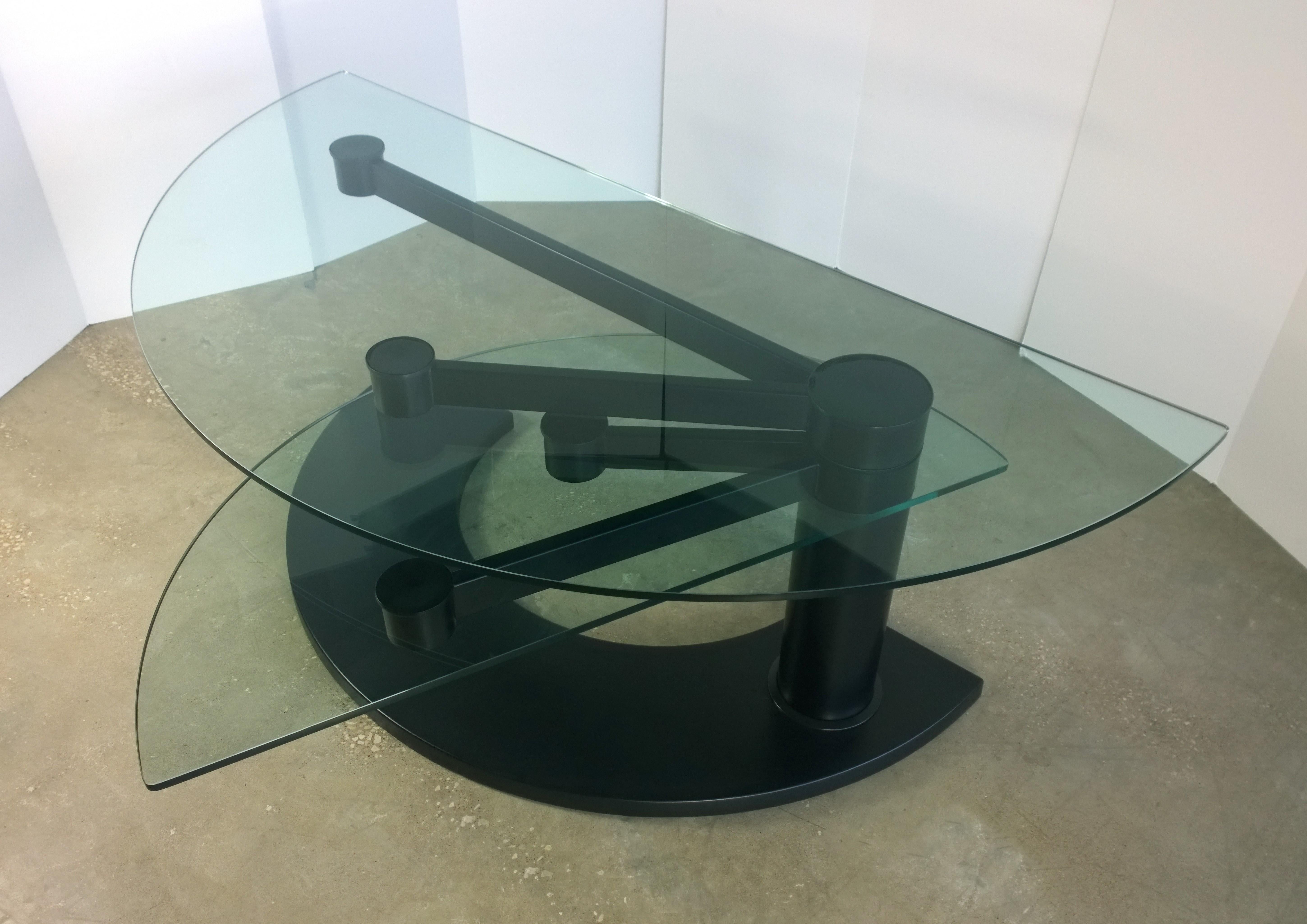 2 Part Glass and Black Metal Pace Arkitera Desk 450 Design Pierfranco Bagarotti 11