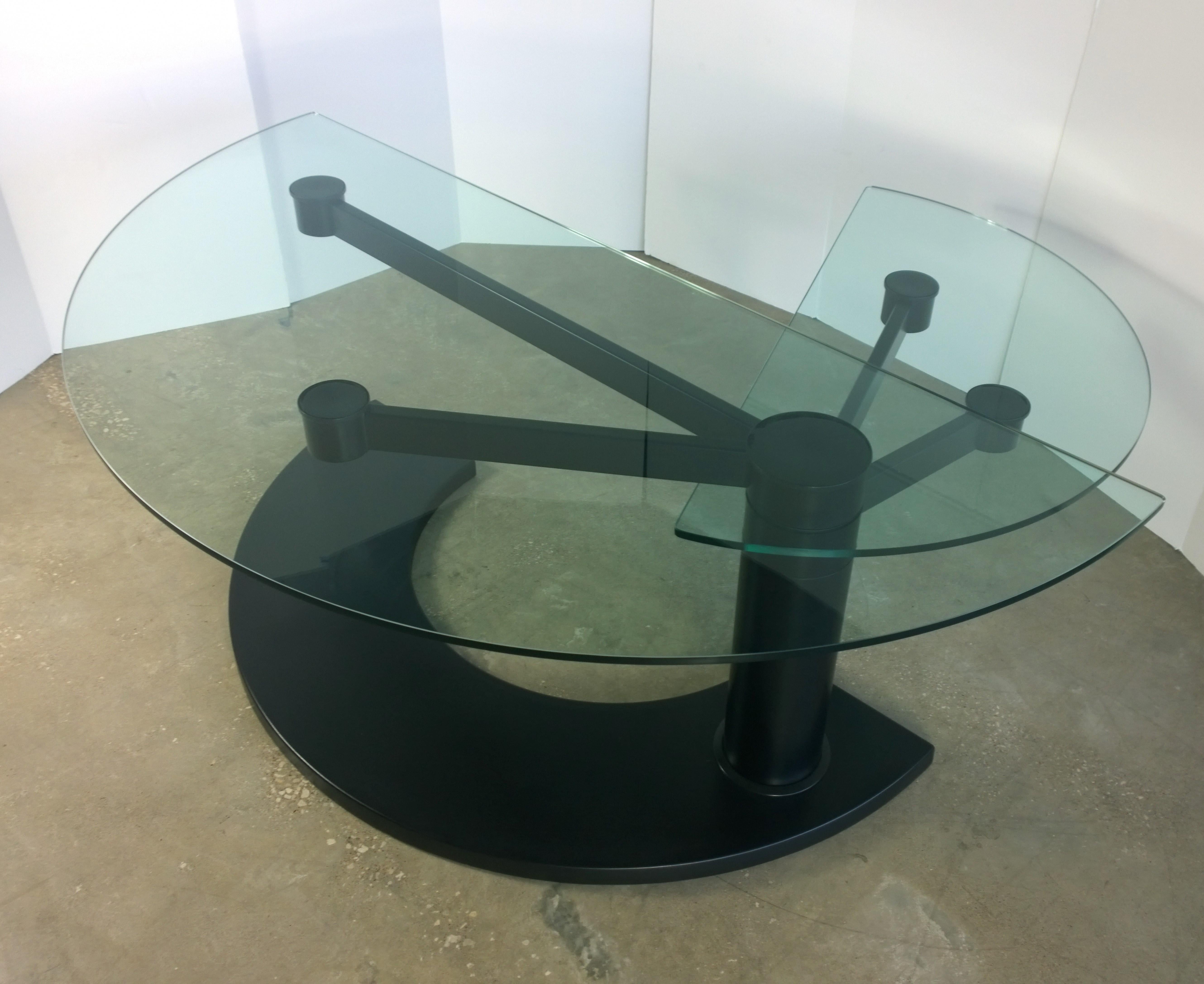 2 Part Glass and Black Metal Pace Arkitera Desk 450 Design Pierfranco Bagarotti 12