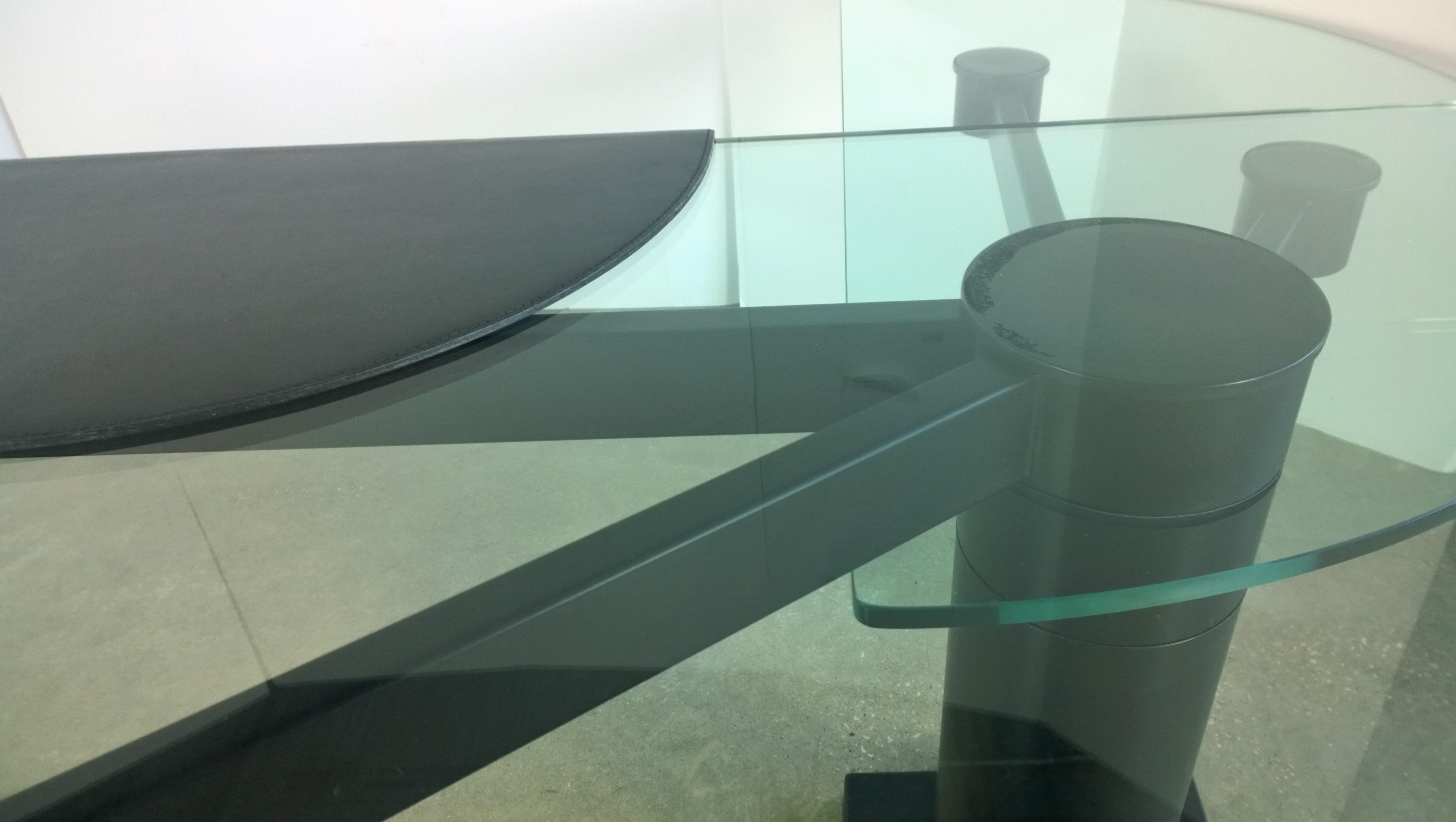 2 Part Glass and Black Metal Pace Arkitera Desk 450 Design Pierfranco Bagarotti 1