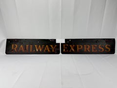 2 Pc, Antique Original Railway Express Agency Porcelain Signs