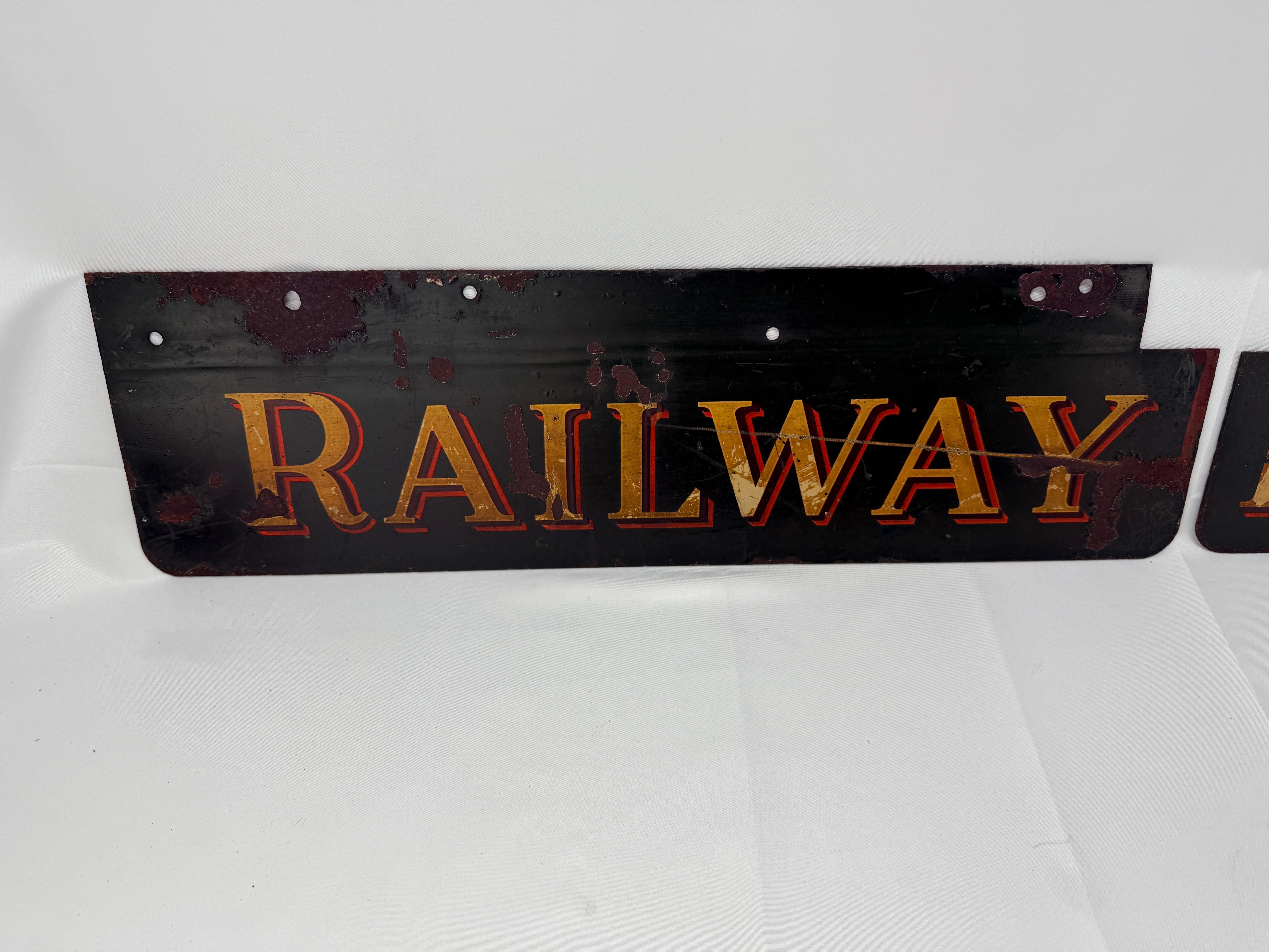 2 Teile, antike Original Porzellanschilden der Eisenbahn Express Agency (amerikanisch) im Angebot