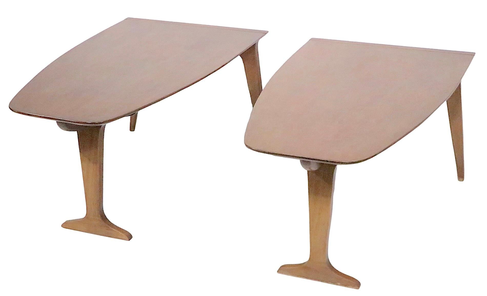 Wood 2 pc. Mid Century Surfboard Coffee Table by John Van Koert for Drexel c. 1960’s  For Sale