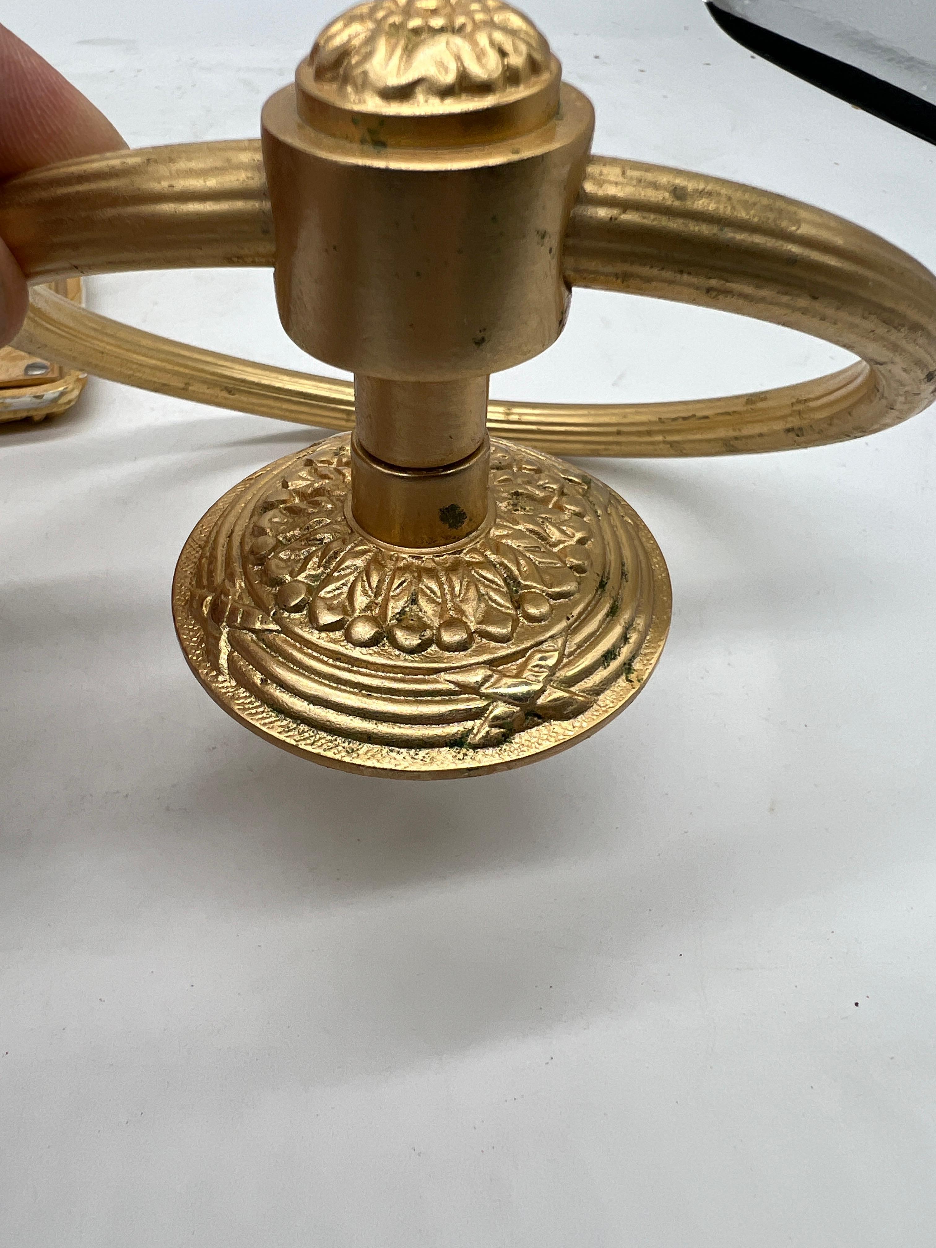 20th Century 2 Pc, Vintage Sherle Wagner Ribbon & Reed Gold Plated Recessed Paper & Towel